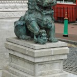 Chinese lion on a plinth in Liverpool