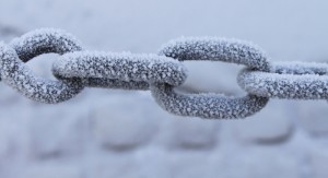 Frost on Chain Fence at the Albert Dock, Liverpool