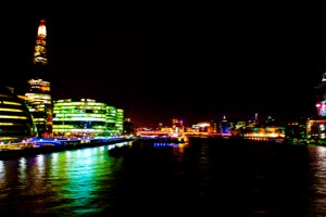 Thames from Tower Bridge at Night with colour intensified